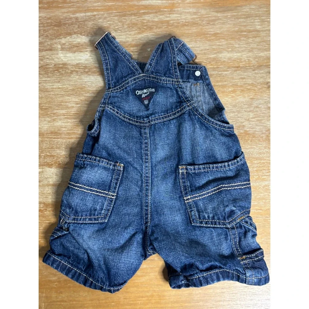OshKosh B'gosh Baby Boys Blue‎ Denim Shortalls Overalls 9M 424A216